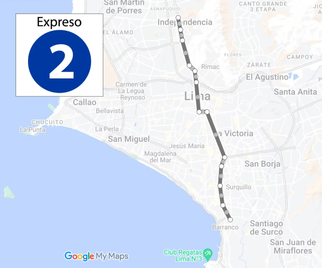 ruta expreso 2 Metropolitano