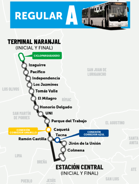 【Ruta A Del Metropolitano】 PARADEROS Y HORARIOS